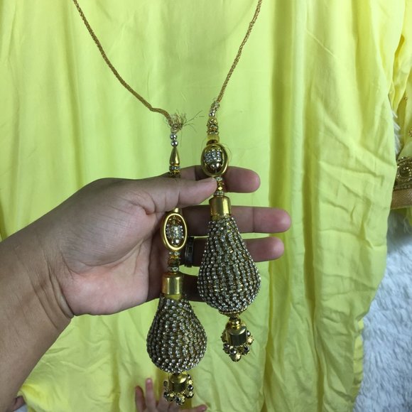 Pakistani Indian Yellow Designer Shalwar Kameez Handmade 3 Piece Set Women's XXL - Picture 6 of 10